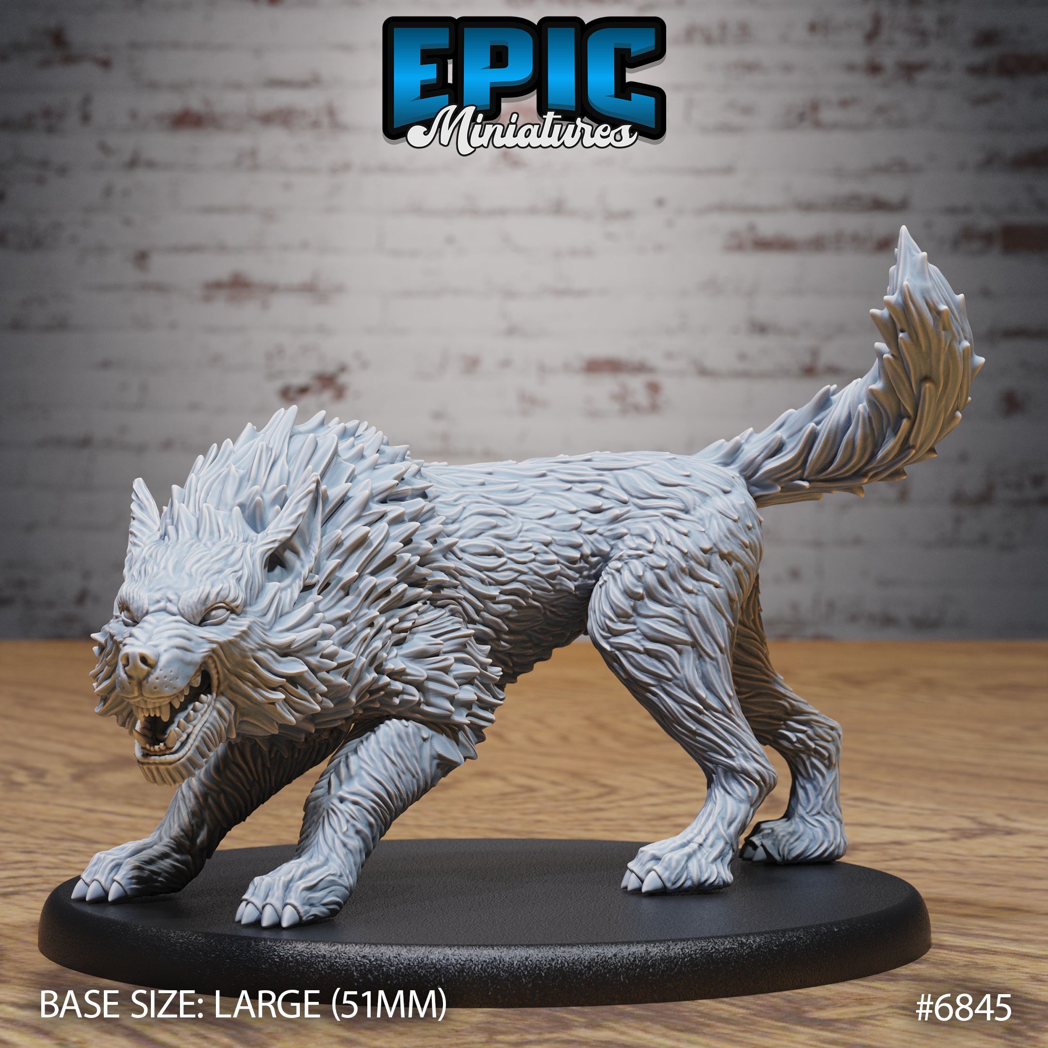 Dire Wolf Angry / Winter Wolf / Norse Beast / Wild Animal / Northern Predator / Forest Mountain Encounter by Epic-Miniatures, is a proxy for Trench Dog (hell Hound), in Court of the Seven Headed Serpent, Cult of the Black Grail.