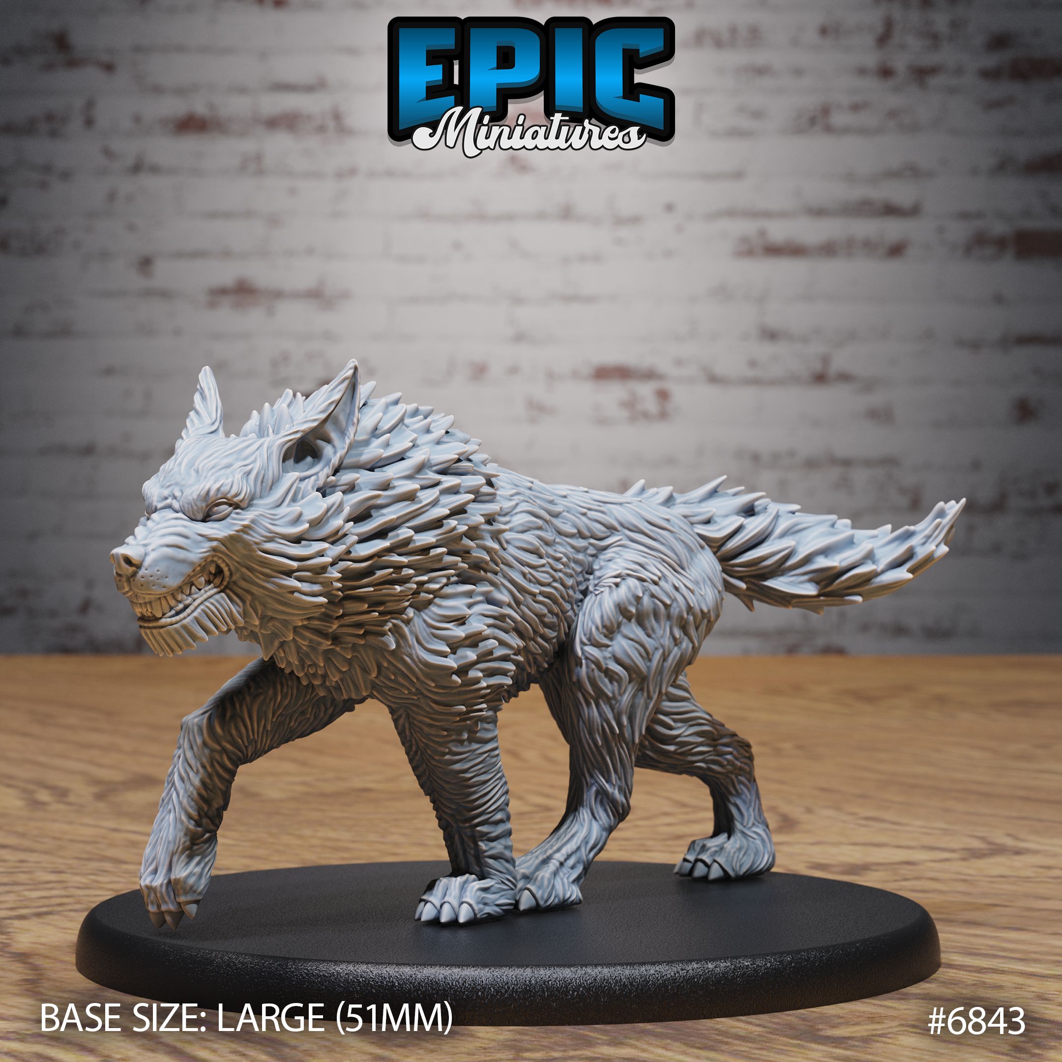 Dire Wolf / Winter Wolf / Norse Beast / Wild Animal / Northern Predator / Forest Mountain Encounter by Epic-Miniatures, is a proxy for Trench Dog (hell Hound), in Court of the Seven Headed Serpent, Cult of the Black Grail.