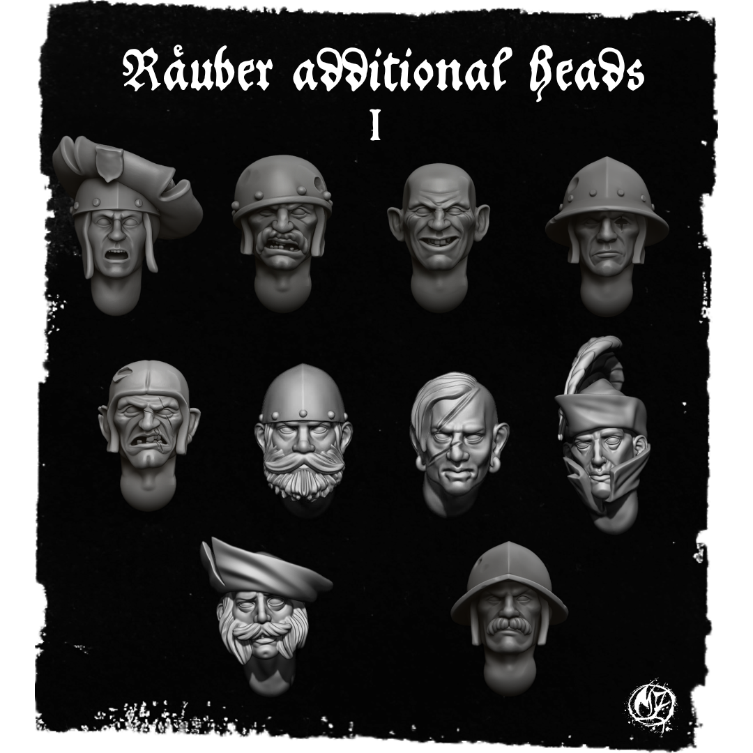 Räuber Heads - Set I by Moshartz, is a proxy for Yeoman, in The Principality of New Antioch.