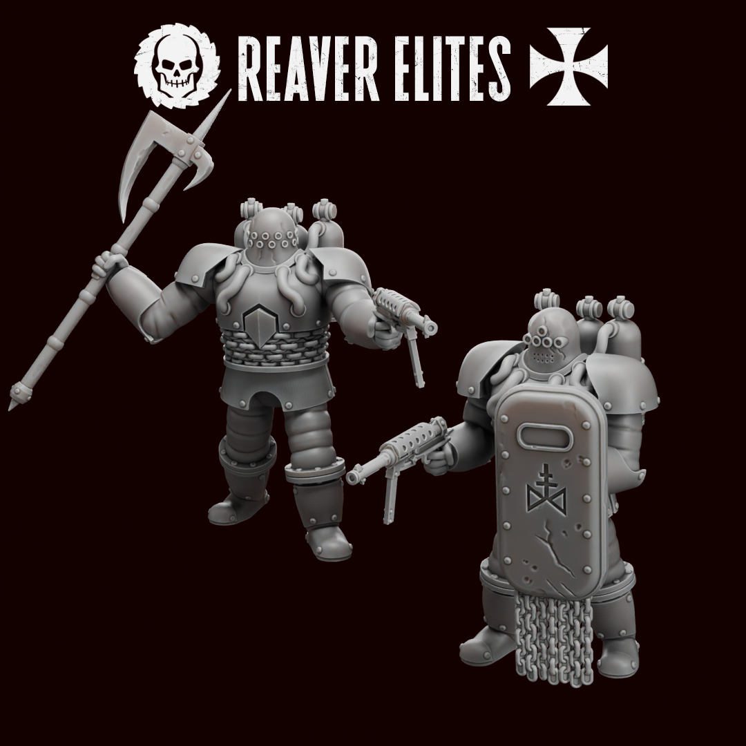 Naval Reaver Elites by Traktor Miniatures, is a proxy for Anointed Heavy Infantry, in Heretic Legion.