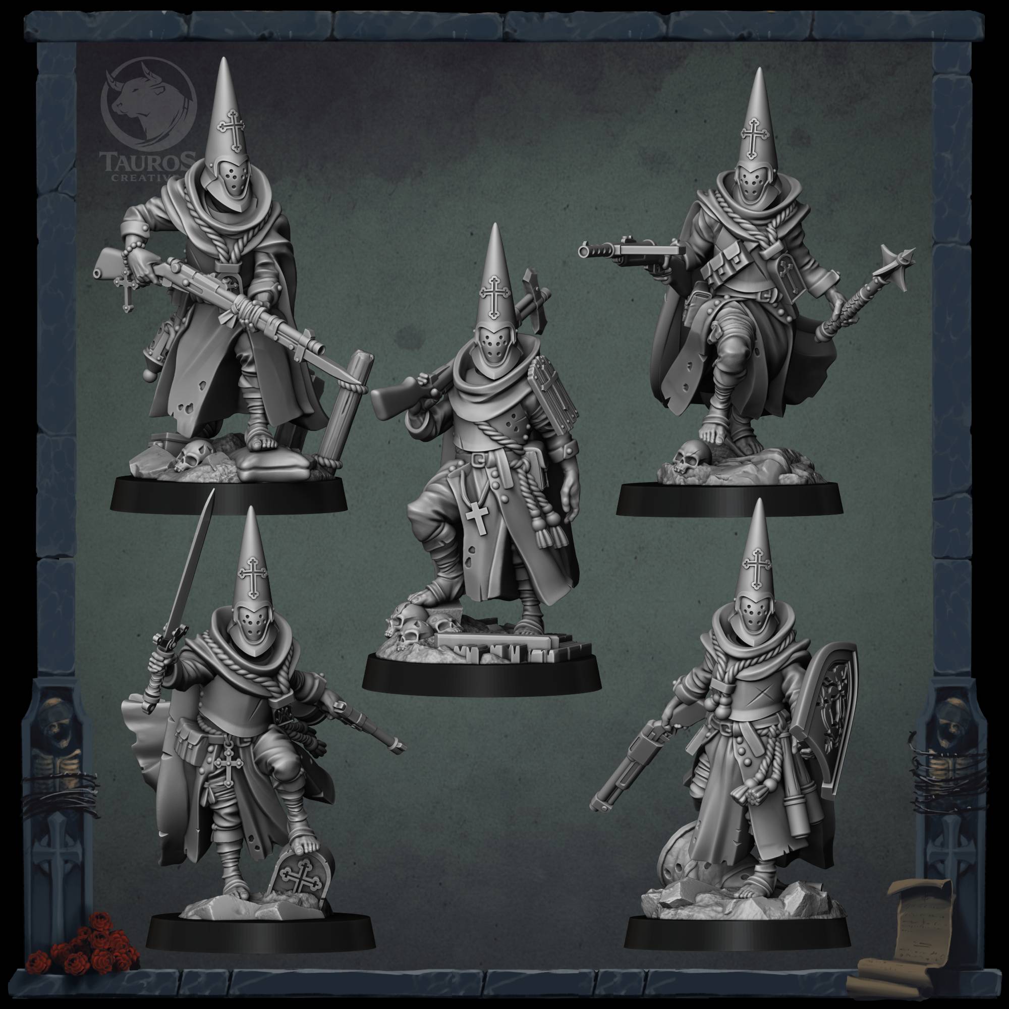 Penitent Brotherhoods — Hermanos Penitentes (Yeoman/ Pilgrim) — Trench Grimdark Warfare by Tauros Creative, is a proxy for Trench Pilgrim, in Trench Pilgrims.