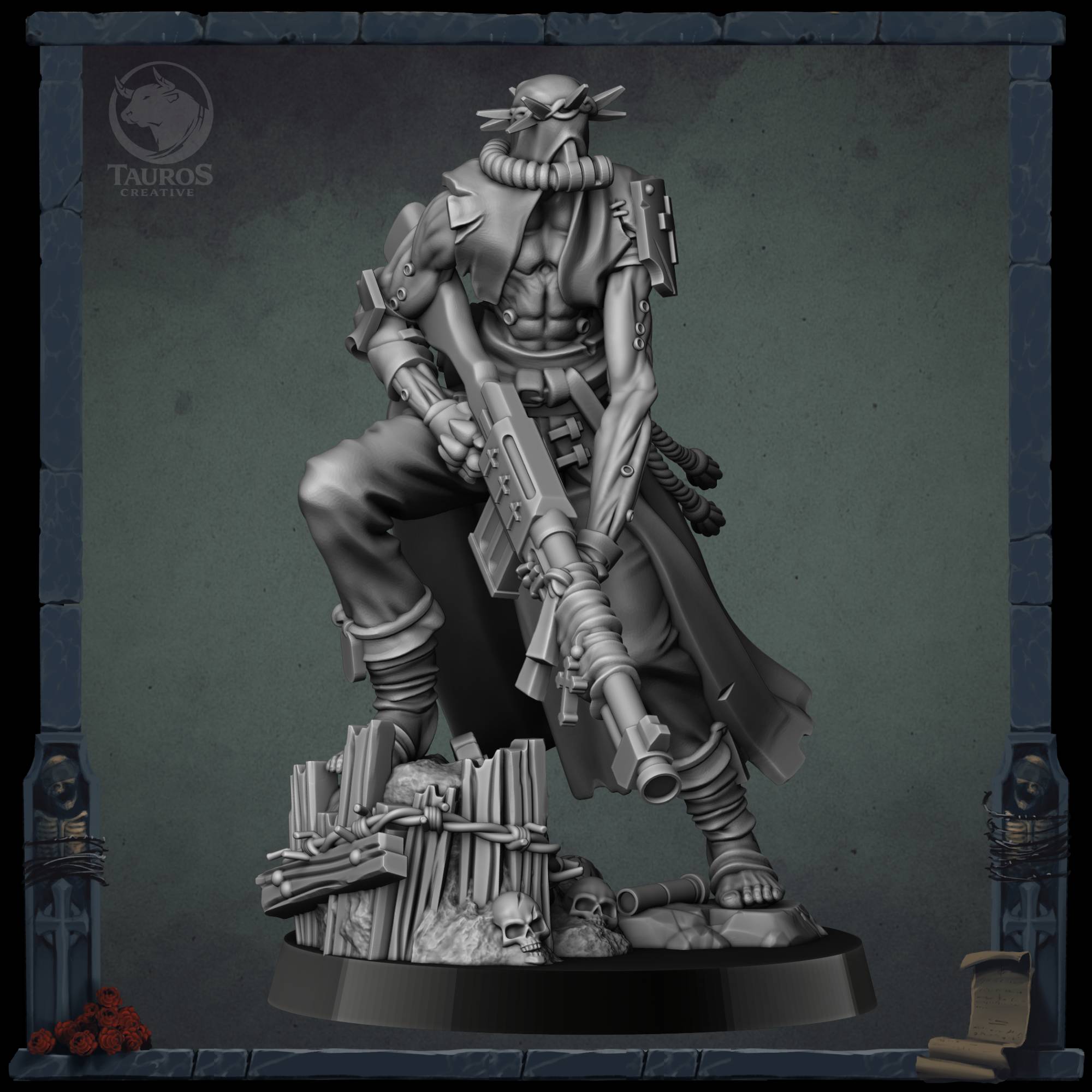 Penitent Brotherhoods — Saetero (Comunicant Antitank) — Trench Grimdark Warfare by Tauros Creative, is a proxy for Communicant Anti-Tank Hunter, in Trench Pilgrims.