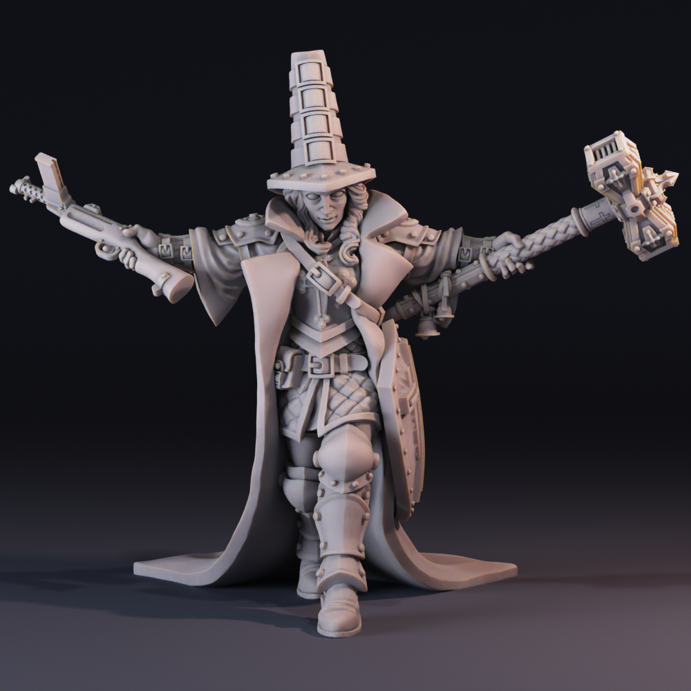 Trench Pilgrim War Prophet Joan, Leader for Trench Crusade by MikeEvansArt, is a proxy for War Prophet, in Trench Pilgrims.