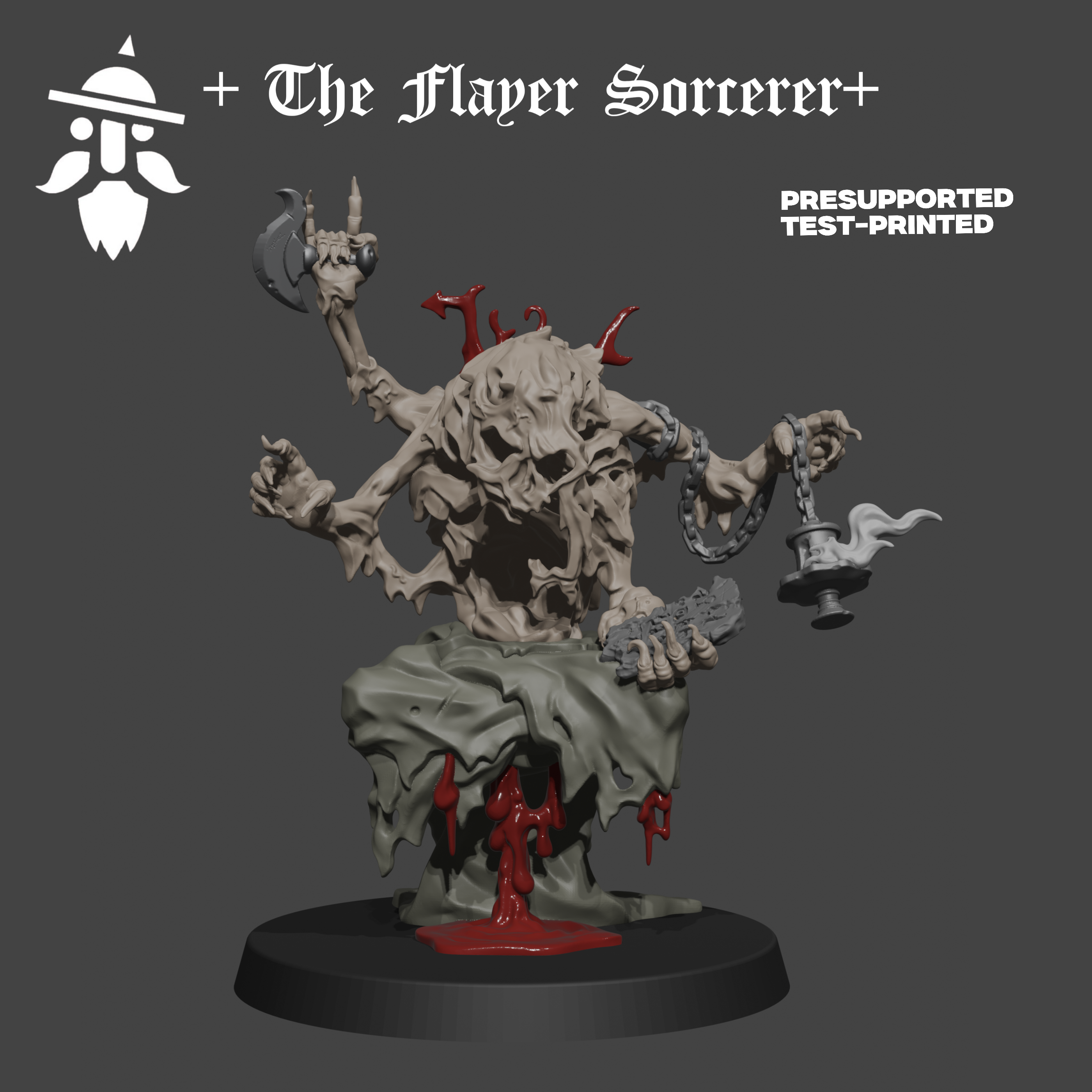 The Flayer Sorcerer by DWARFSMINIS, is a proxy for Lord of Tumors, Sorcerer, in Court of the Seven Headed Serpent, Cult of the Black Grail.