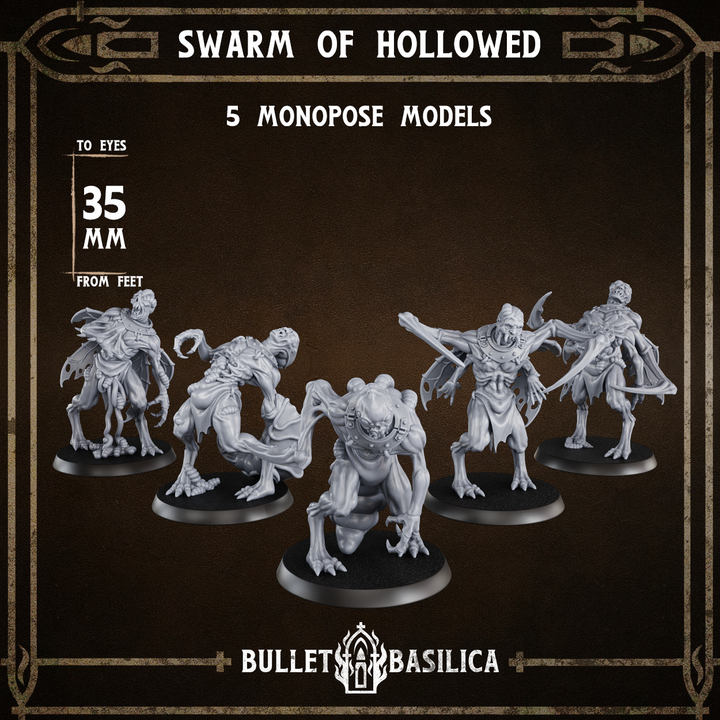 Swarm of Hollowed Squad (x5) by Bullet Basilica, is a proxy for Bereaved, Grail Thrall, in Cult of the Black Grail.