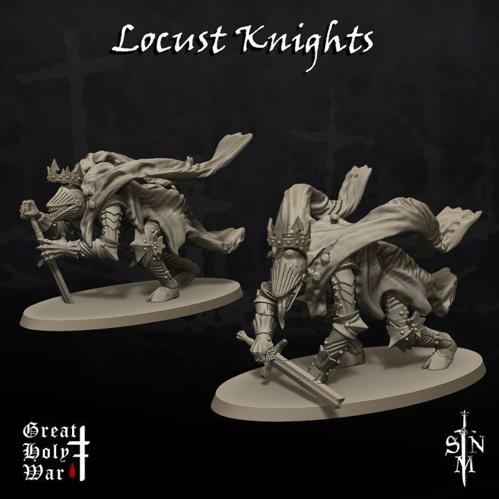 Great Holy War: Locust knights by Sir Nicholas Miniatures, is a proxy for Pit Locust, in Court of the Seven Headed Serpent.