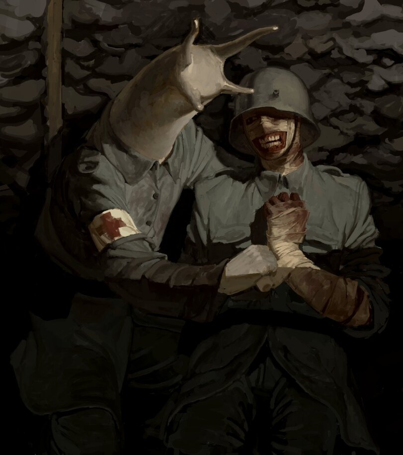 Wretched Soldier Crouched with Musket by Pan_Demonic, is a proxy for Wretched, in Court of the Seven Headed Serpent, Heretic Legion.