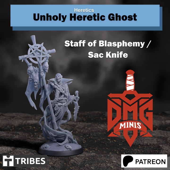 Ghostly Priest of the Trenches by DMGMinis, is a proxy for Heretic Priest, in Heretic Legion.