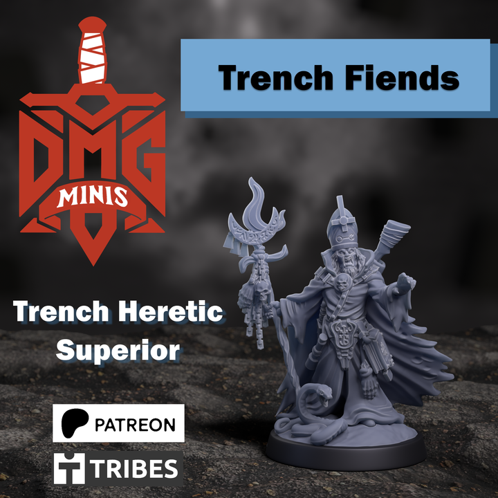 Trench Heretic Superior by DMGMinis, is a proxy for Heretic Priest, in Heretic Legion.
