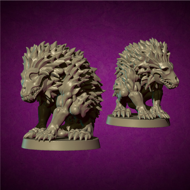 Werewolf skull by MOMminiatures, is a proxy for Trench Dog (hell Hound), in Court of the Seven Headed Serpent, Cult of the Black Grail.