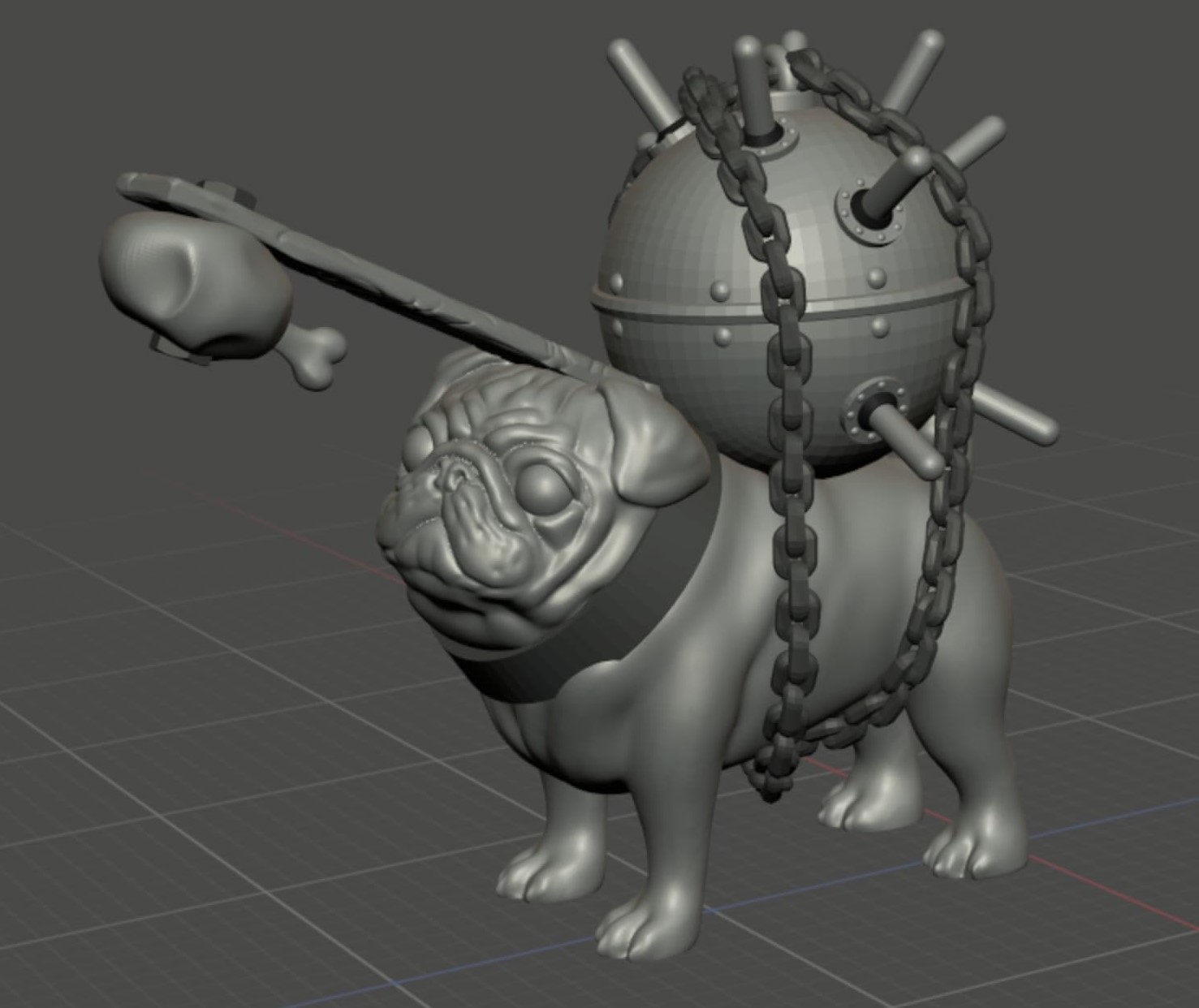BOOMpug by ShinoxMinis, is a proxy for Trench Dog, in Trench Crusade factions.