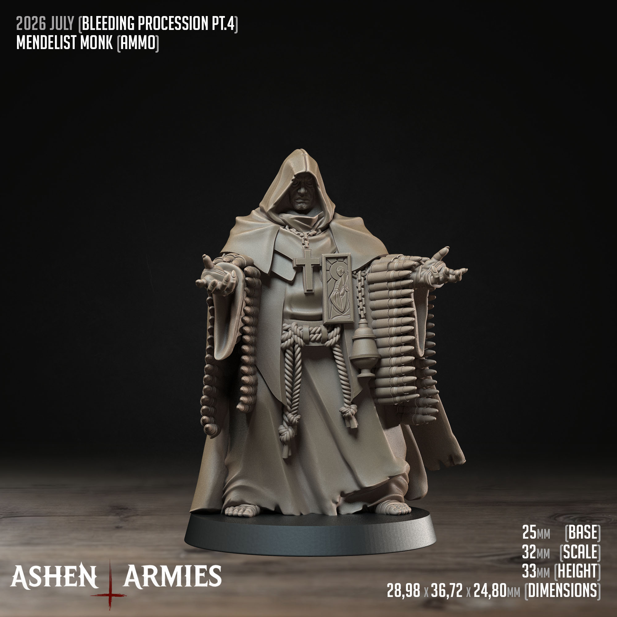 Bleeding Procession - Mendelist Ammo Monk (2 Models) (4 Vers.) by Ashen Armies - Image 2