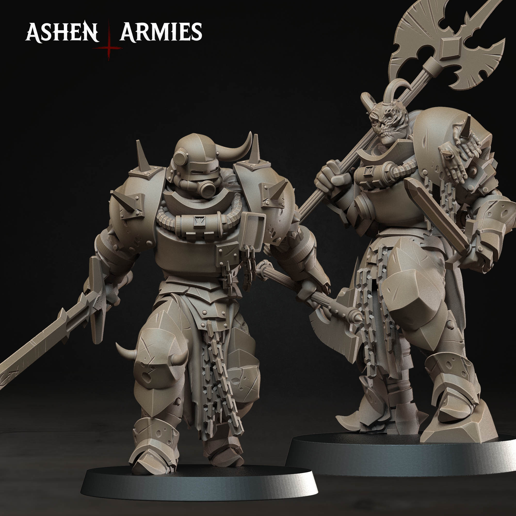Hellbound Apostasy - Anointed Melee (2 Models) (12 Vers.) (Modular Kit) by Ashen Armies, is a proxy for Anointed Heavy Infantry, in Heretic Legion.