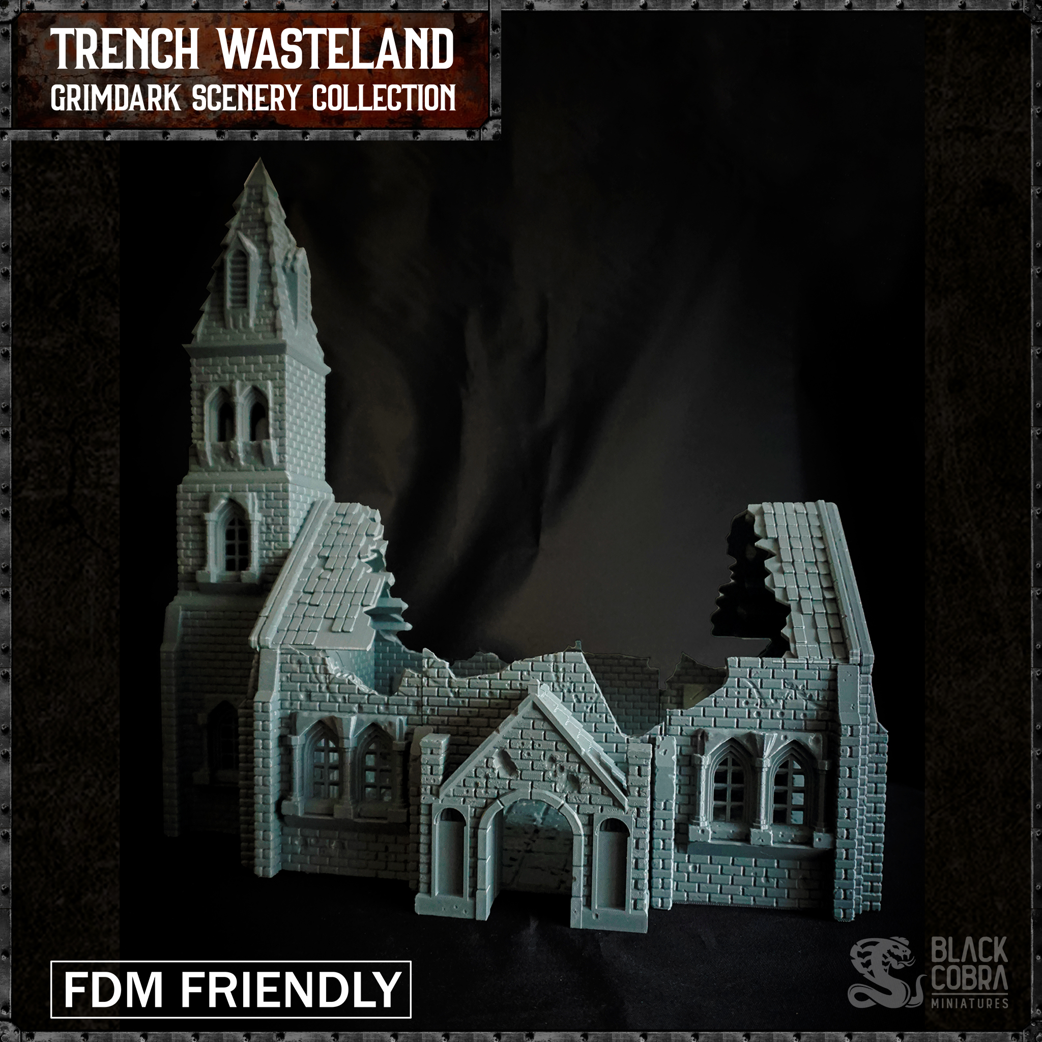 Trench Ruined Church by Black Cobra Miniatures - 32mm, 3dprinttrenchterrain, Church, Crusade, Trench Crusade, WWI, WargamingTerrain, architecture, building, chapels, churchruins, cityruinsterrain, kickstarter, printabletrenchterrain, ruinedchurch, ruins terrain, ruinsterrain, trench, trench crusade ruins, trench warfare, trenchcrusadeterrain, trenchfortification, trenchterrain, wargames, ww1, ww1 ruins terrain - Image 5
