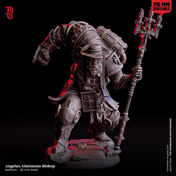Angelus, Glutonous Bishop by Flesh of Gods, is a proxy for Heretic Priest, in Heretic Legion.