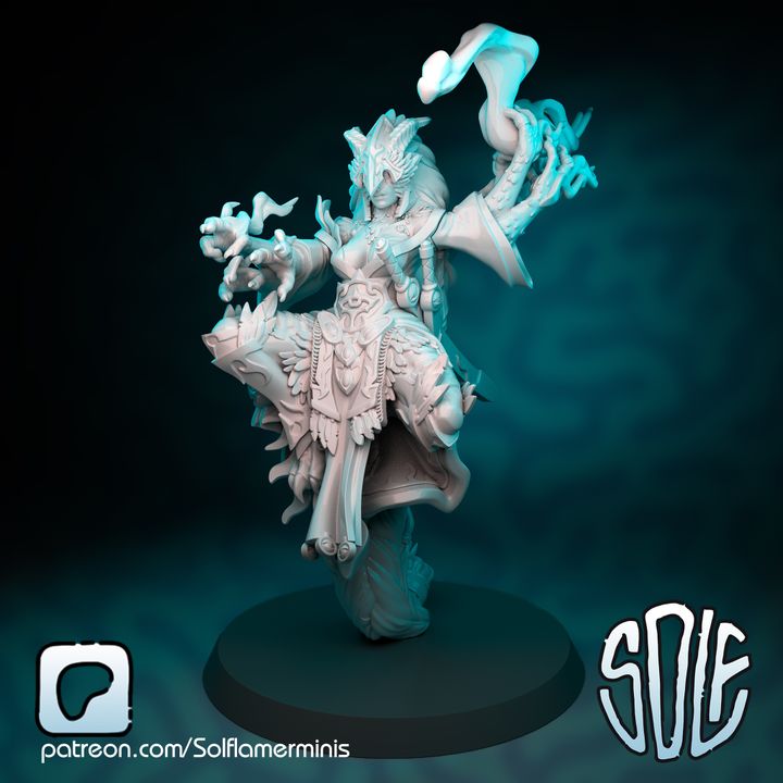 Princess of predictions by Solflamer minis, is a proxy for Sorcerer, in Court of the Seven Headed Serpent.