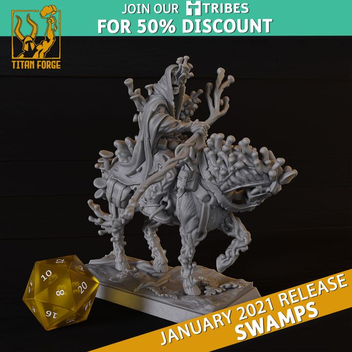 Darr Mushroomancer - Swamps - Titan Forge Miniatures January 2021 by Titan Forge Miniatures, is a proxy for Lord of Tumors, in Cult of the Black Grail.
