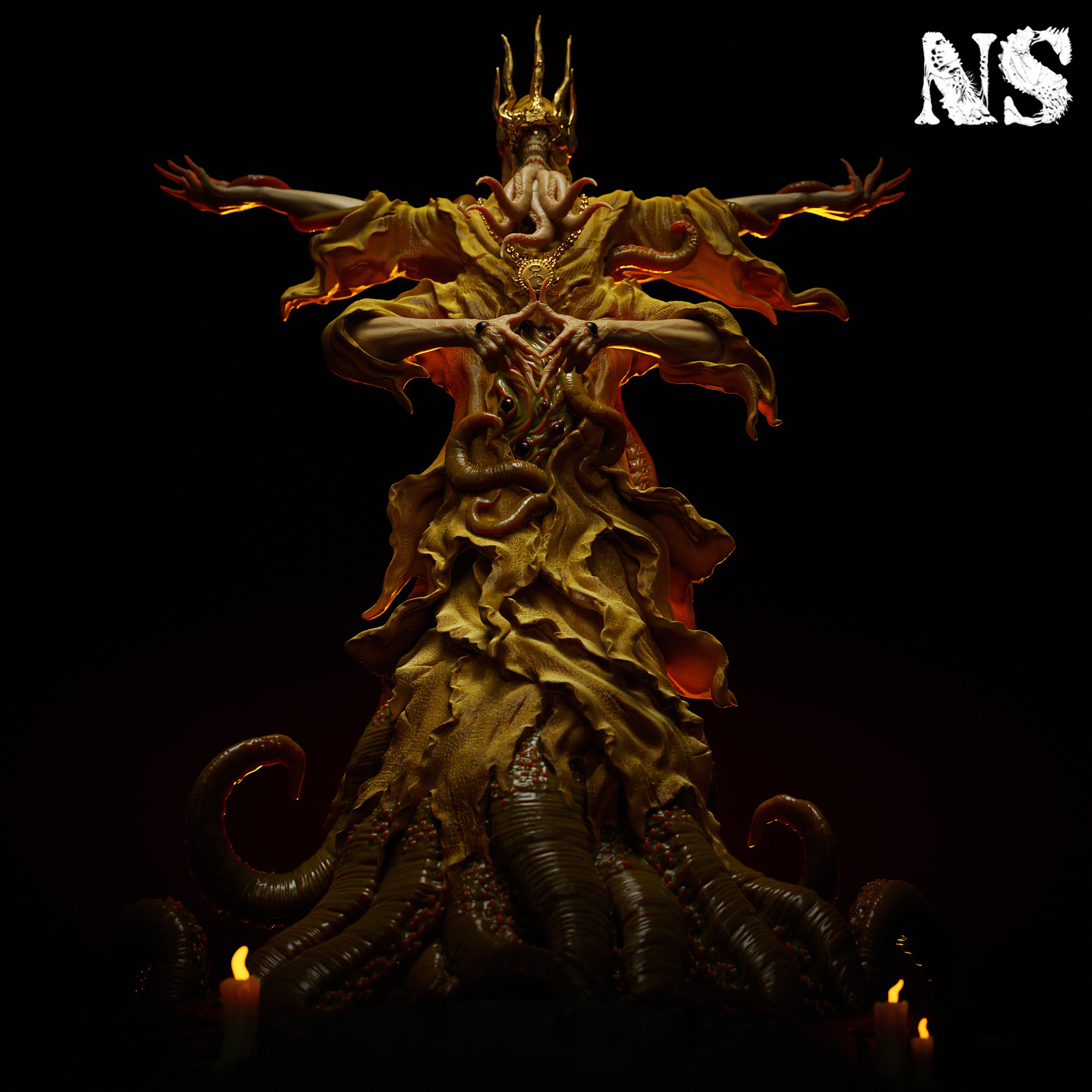 Hastur - The King in Yellow by NS MINIATURES, is a proxy for Desecrated Saint, in Court of the Seven Headed Serpent.