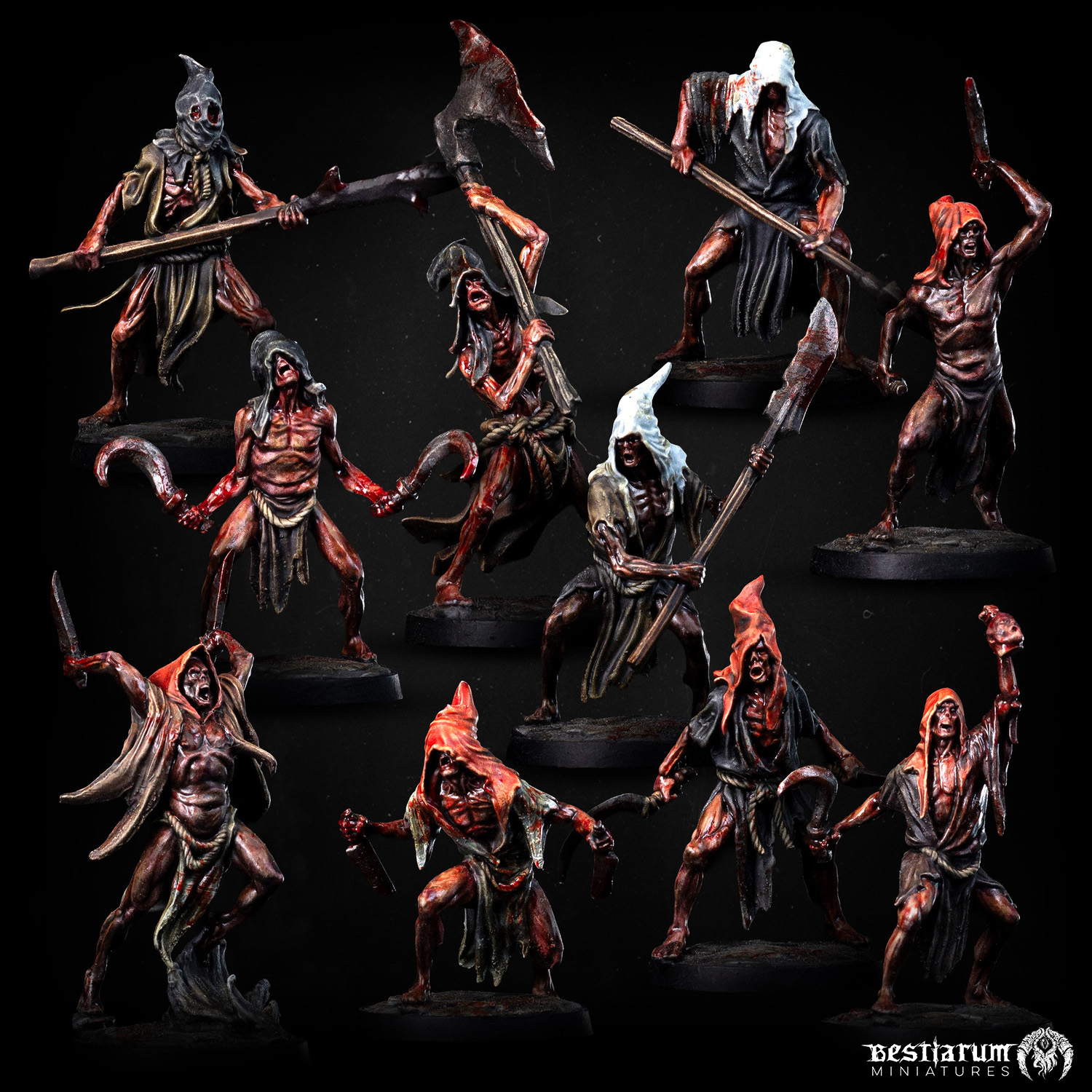 Tormentor Cultists by Bestiarum Miniatures, is a proxy for Wretched, in Court of the Seven Headed Serpent, Heretic Legion.