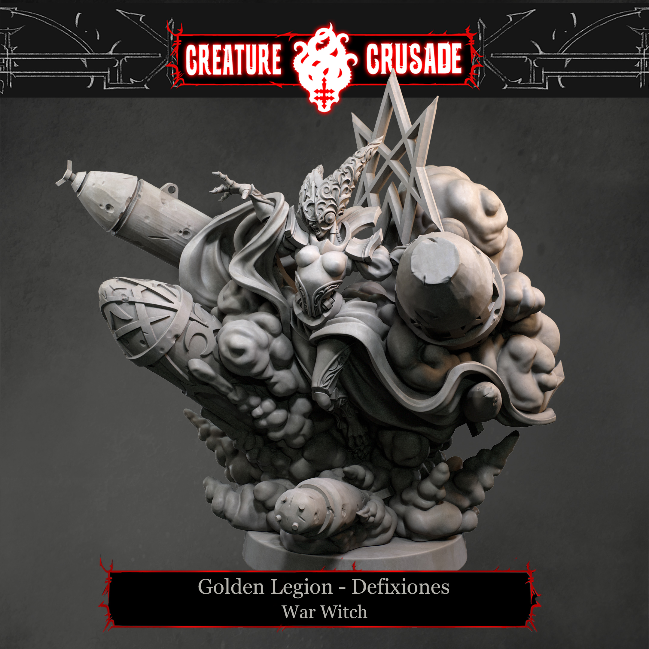 War Witch Defixiones by Creature Crusade, is a proxy for Artillery Witch, in Heretic Legion.