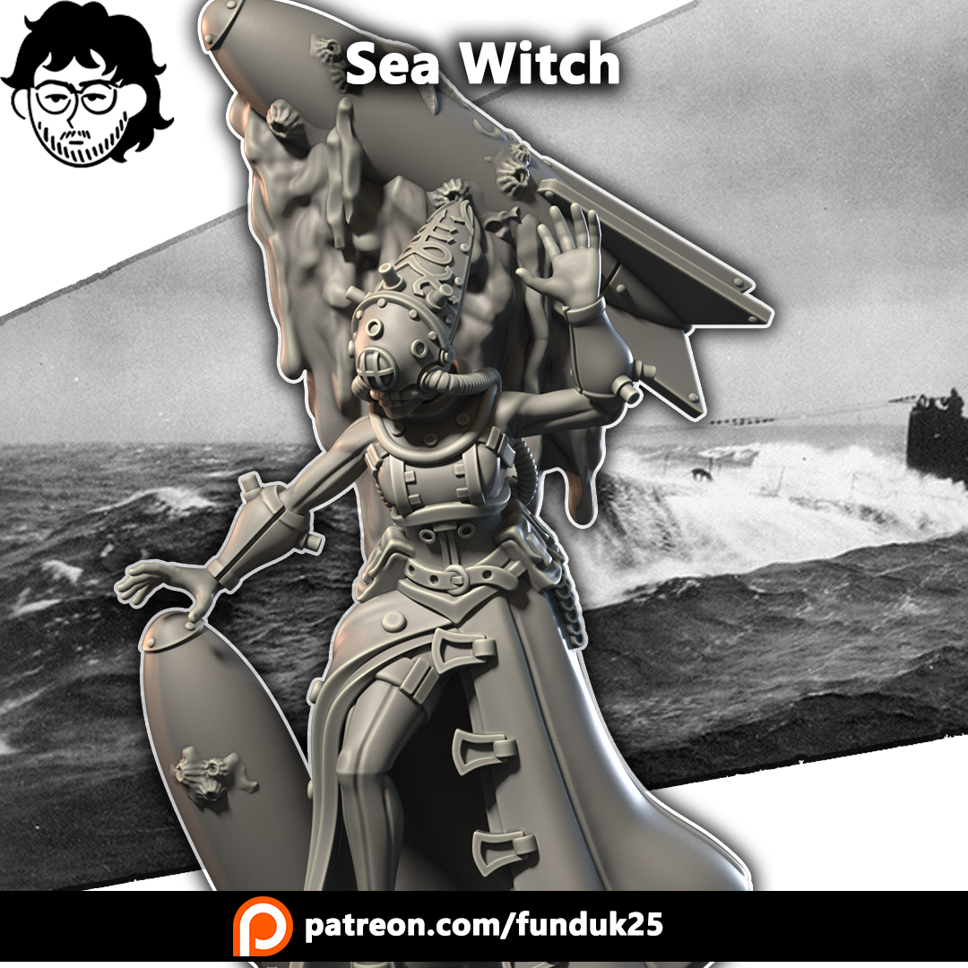 Sea Witch by Dimomodels, is a proxy for Artillery Witch, in Heretic Legion.