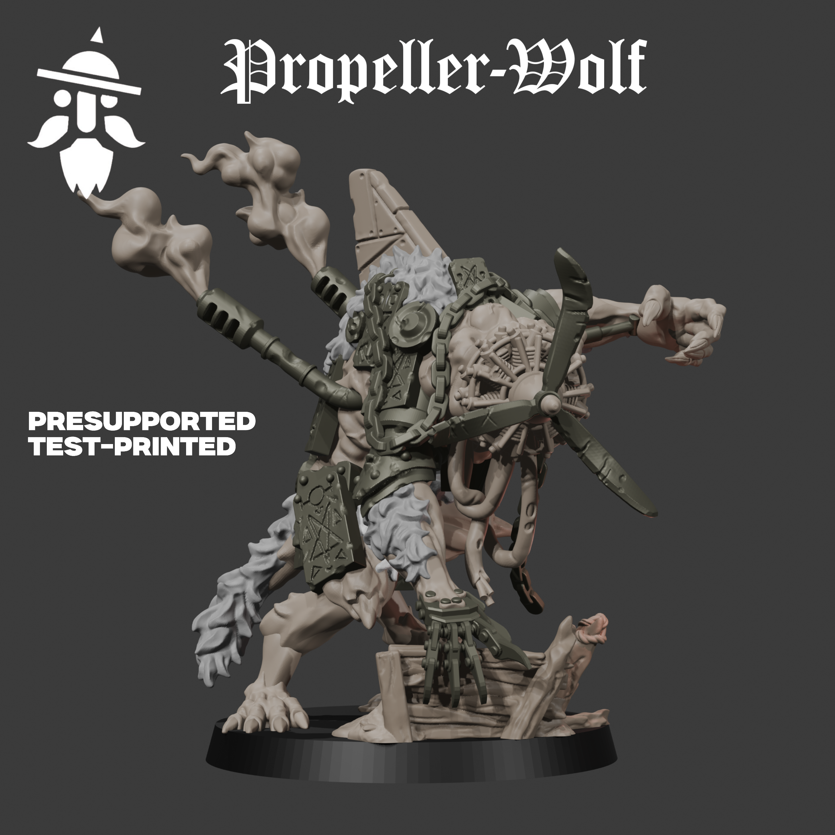 The Propeller Warwolf by DWARFSMINIS, is a proxy for War Wolf Assault Beast, in Heretic Legion.
