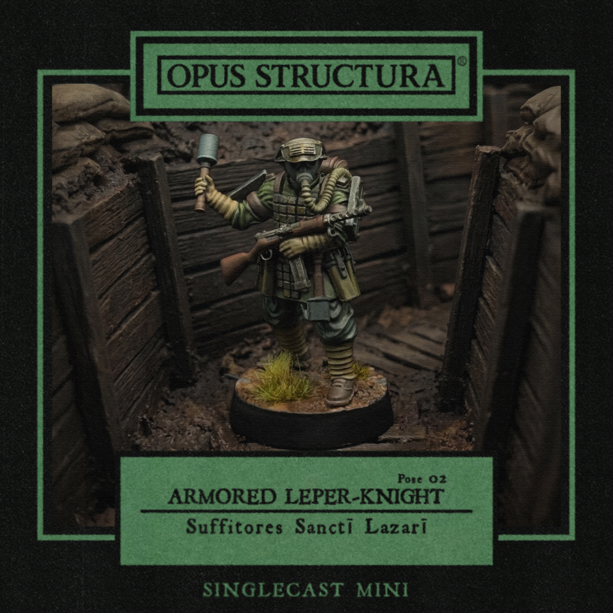 Armored Leper-Knight (Singlecast Pose 2) by Opus Structura, is a proxy for Heretic Trooper, Shocktrooper, Yeoman, in Heretic Legion, The Principality of New Antioch.