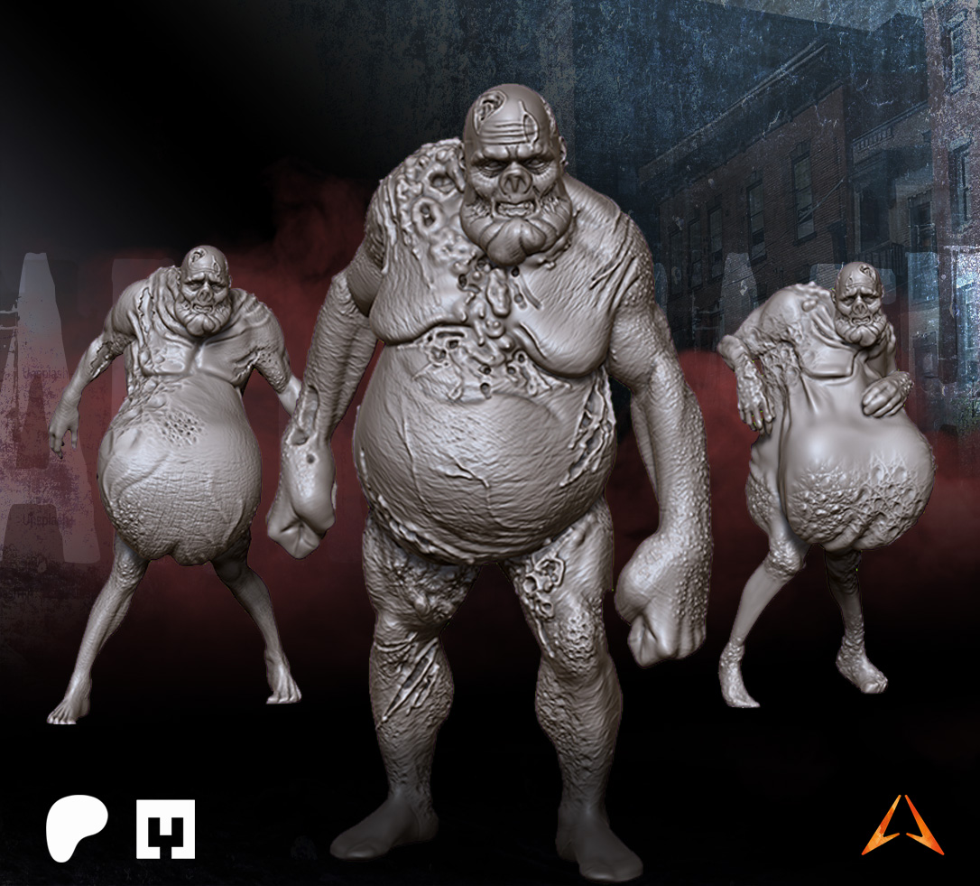 Bloater zombie undead monster by Aftermath Studios, is a proxy for Grail Thrall, in Cult of the Black Grail.