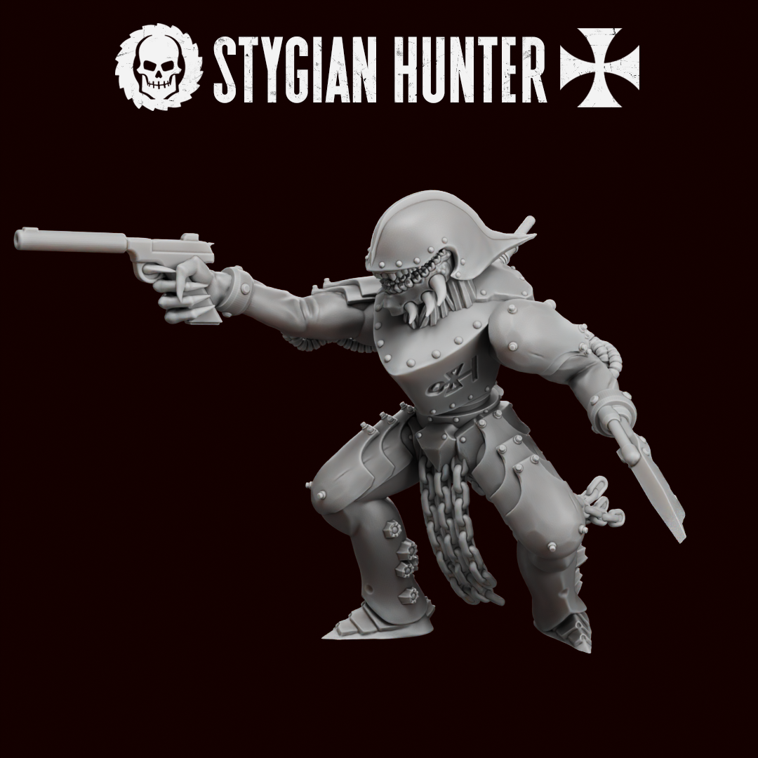 Stygian Hunter by Traktor Miniatures, is a proxy for Death Commando, in Heretic Legion.