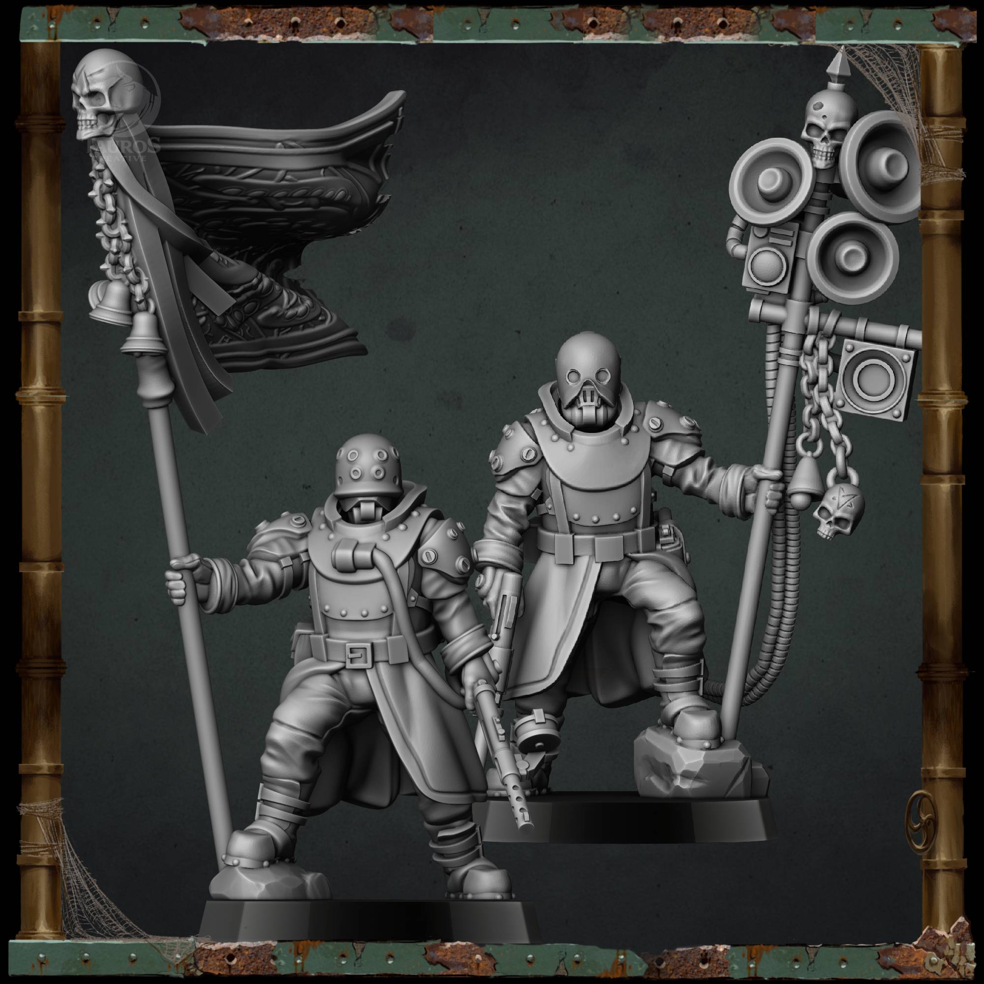 Abyssal Fleet — Musician and Standard Bearer — Trench Grimdark Warfare by 42studio, is a proxy for Trench Pilgrim, War Prophet, in Trench Pilgrims.