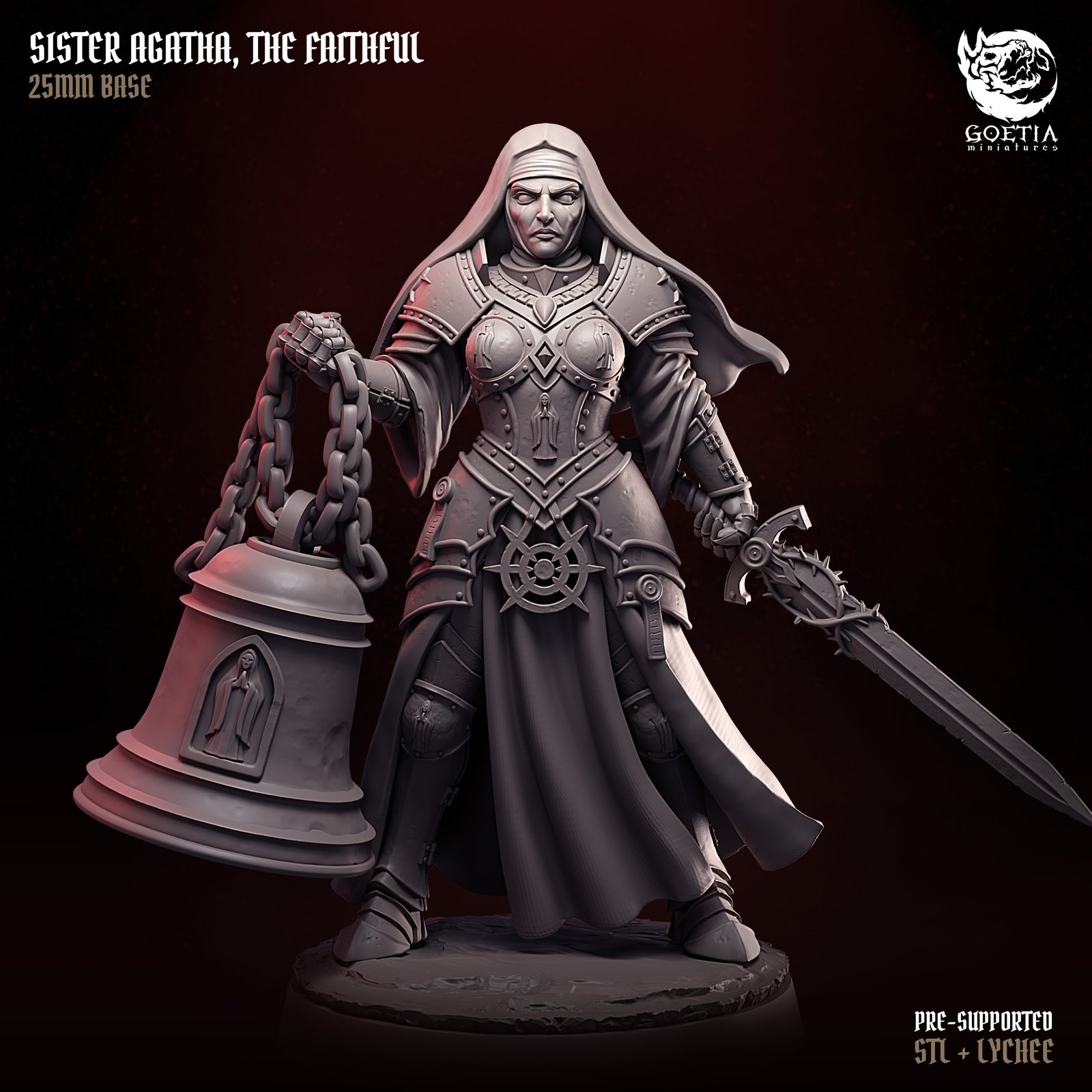 Sister Agatha, The Faithful | The Ivreanate by GoetiaMiniatures, is a proxy for Stigmatic Nun, in Trench Pilgrims.