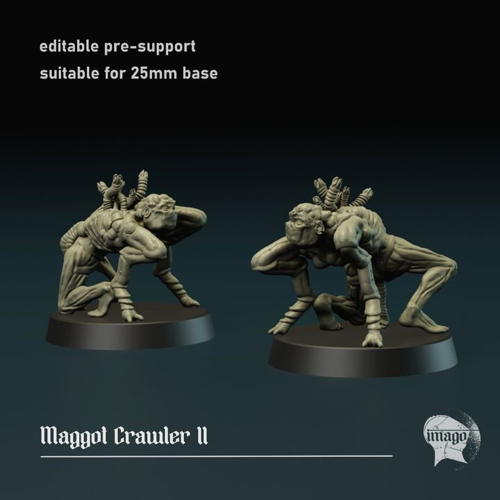 Maggot Crawler 2 (pre-supported) by ImagoMiniatures, is a proxy for Grail Thrall, in Cult of the Black Grail.