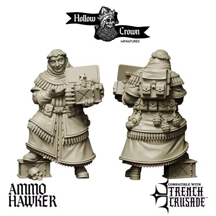 Cruciform Order of St George Ammo Hawker by HollowCrownMiniatures, is a proxy for Mendelist Ammo Monk, in The Principality of New Antioch.
