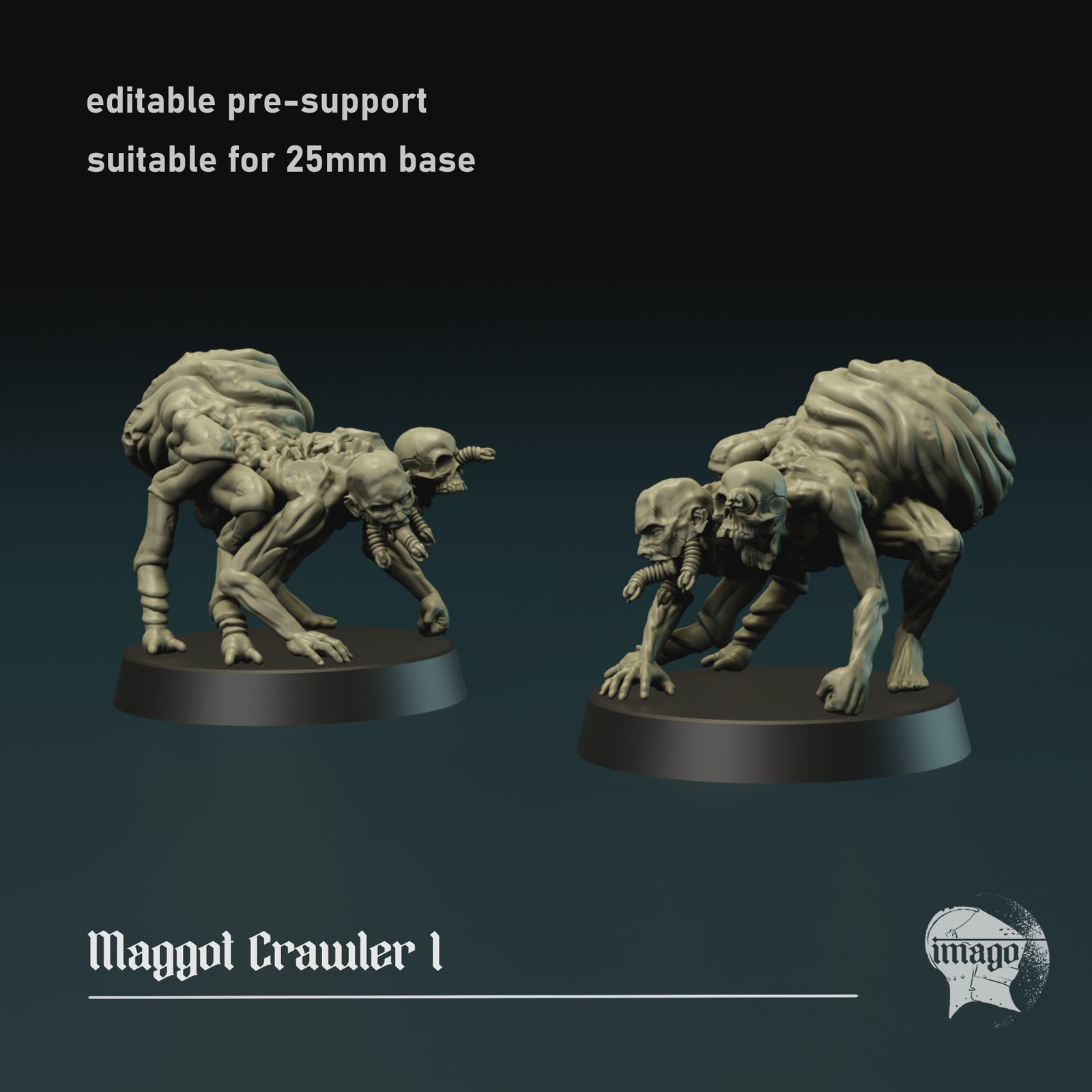 Maggot Crawler 1 by Imago Miniatures, is a proxy for Trench Dog, Trench Dog (hell Hound), in Court of the Seven Headed Serpent, Cult of the Black Grail.