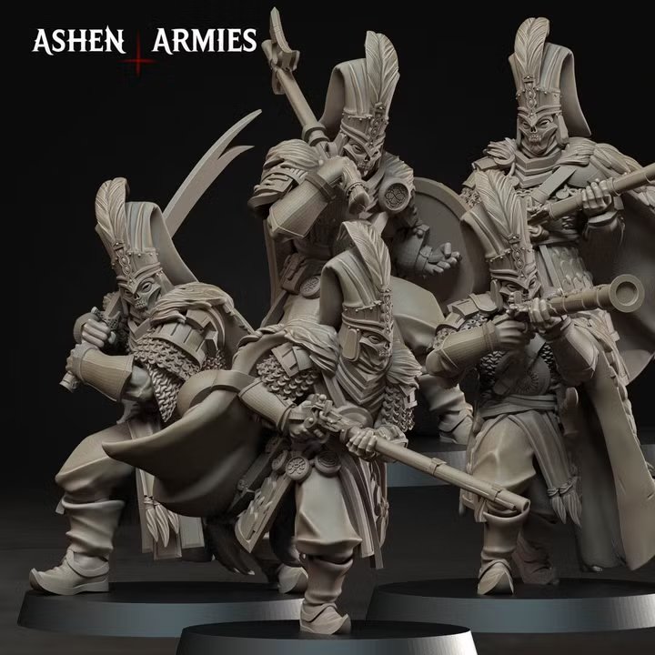 Gilded Dominion - Janissaries (5 Models) by AshenArmies, is a proxy for Jannisary, Jannisary Officer, in Iron Sultanate.