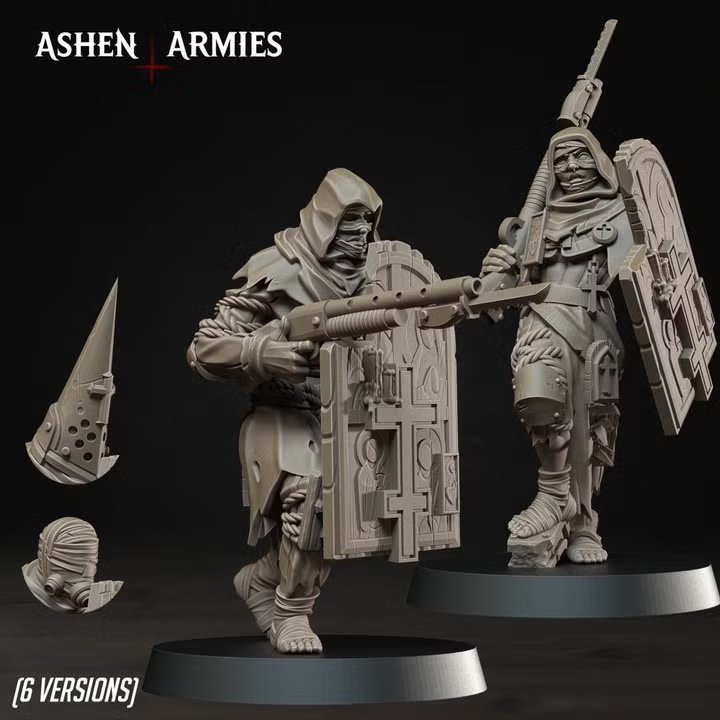 Bleeding Procession - Devotees Shotgun (2 Models) (6 Vers.) by AshenArmies, is a proxy for Trench Pilgrim, in Trench Pilgrims.