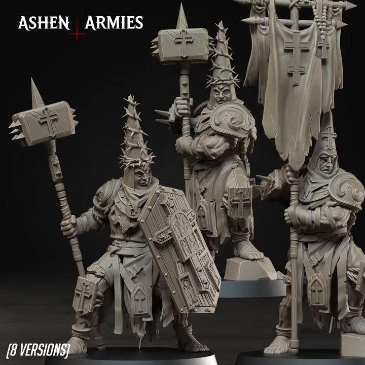 Bleeding Procession - Fanatics (2 Models) (20 Vers.) by AshenArmies, is a proxy for Castigator, Trench Pilgrim, in Trench Pilgrims.