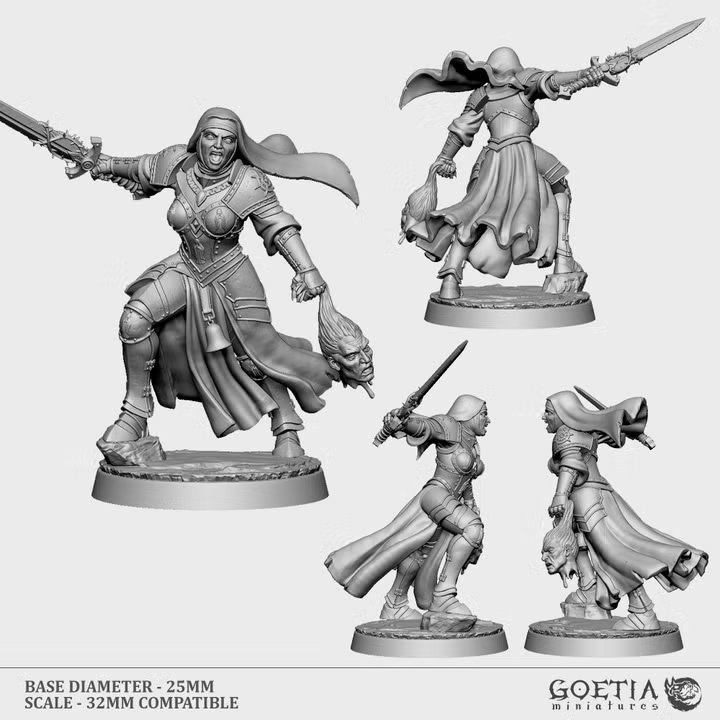 Sister Helena, The Faithful | The Ivreanate by GoetiaMiniatures, is a proxy for Stigmatic Nun, in Trench Pilgrims.