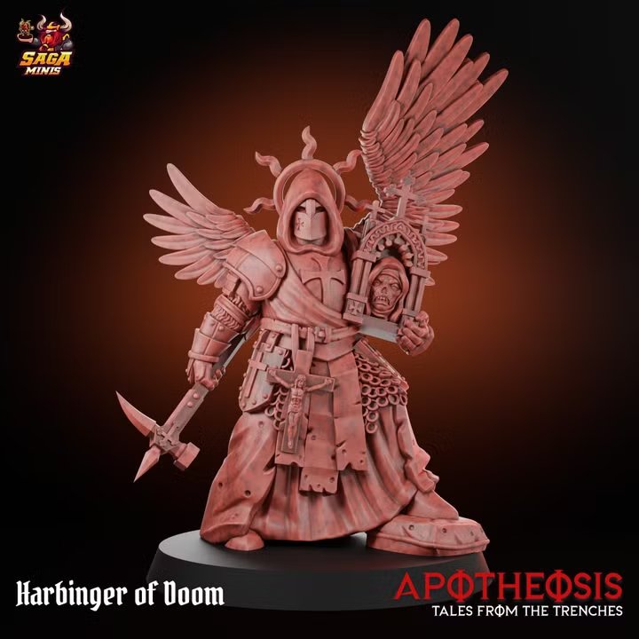 Harbinger of Doom (32mm) by Saga.miniatures, is a proxy for Trench Cleric, in The Principality of New Antioch.
