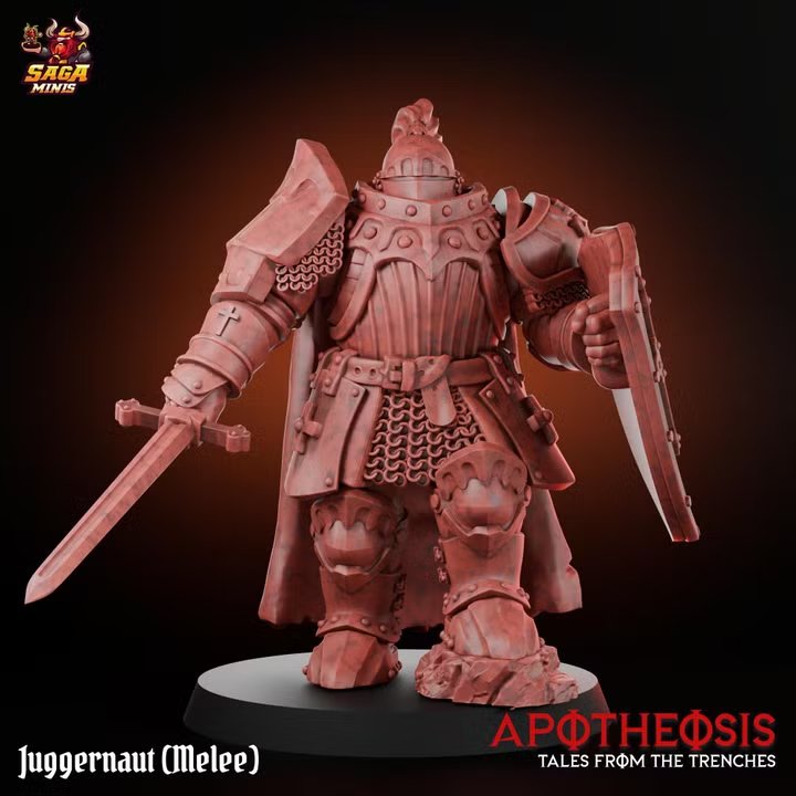 Juggernaut Melee (40mm base) by Saga.miniatures, is a proxy for Mechanised Heavy Infantry, in The Principality of New Antioch.