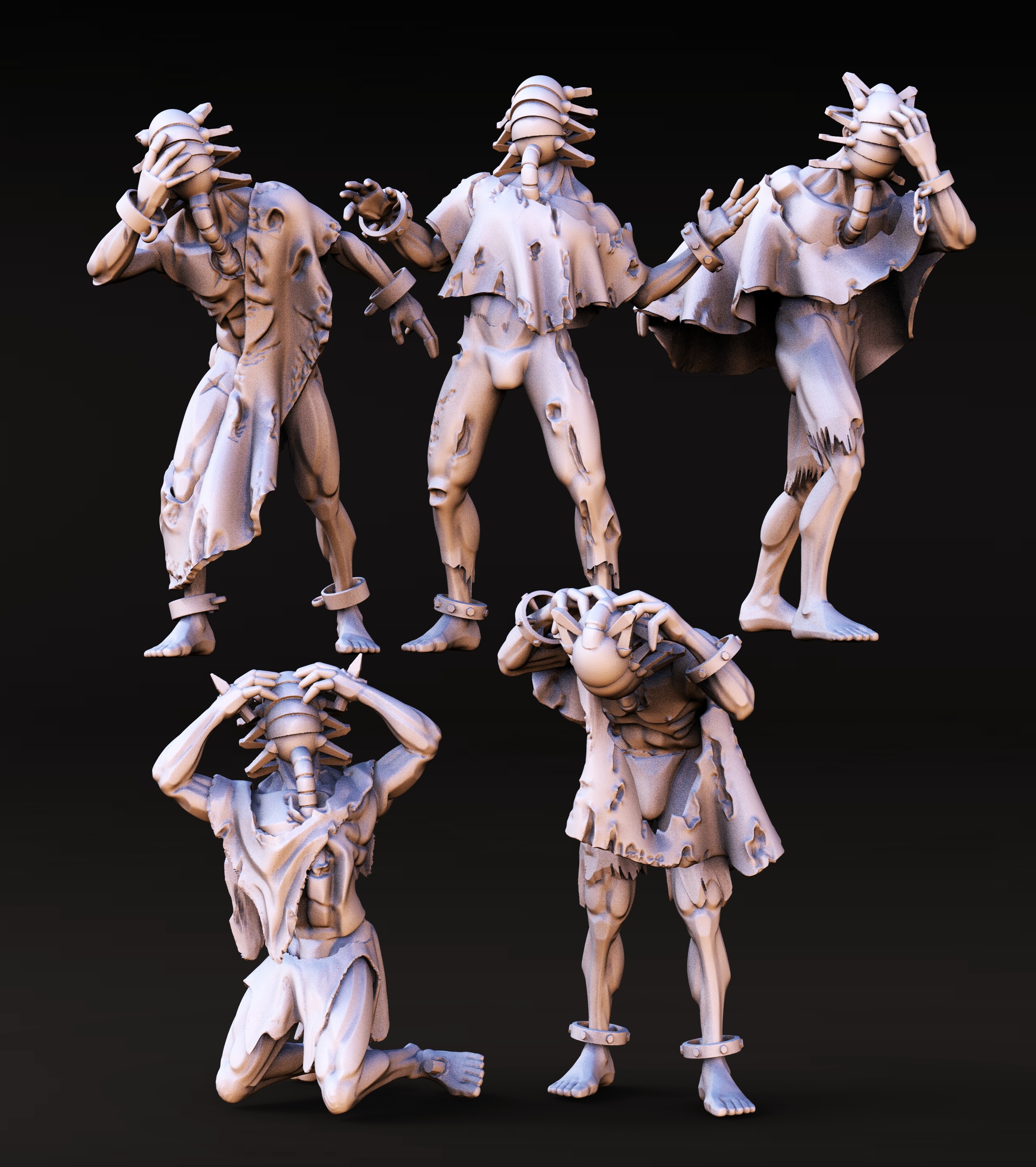 Pain Thralls by VeloriaMiniatures, is a proxy for Cradle Thrall, Grail Thrall, in Cult of the Black Grail.