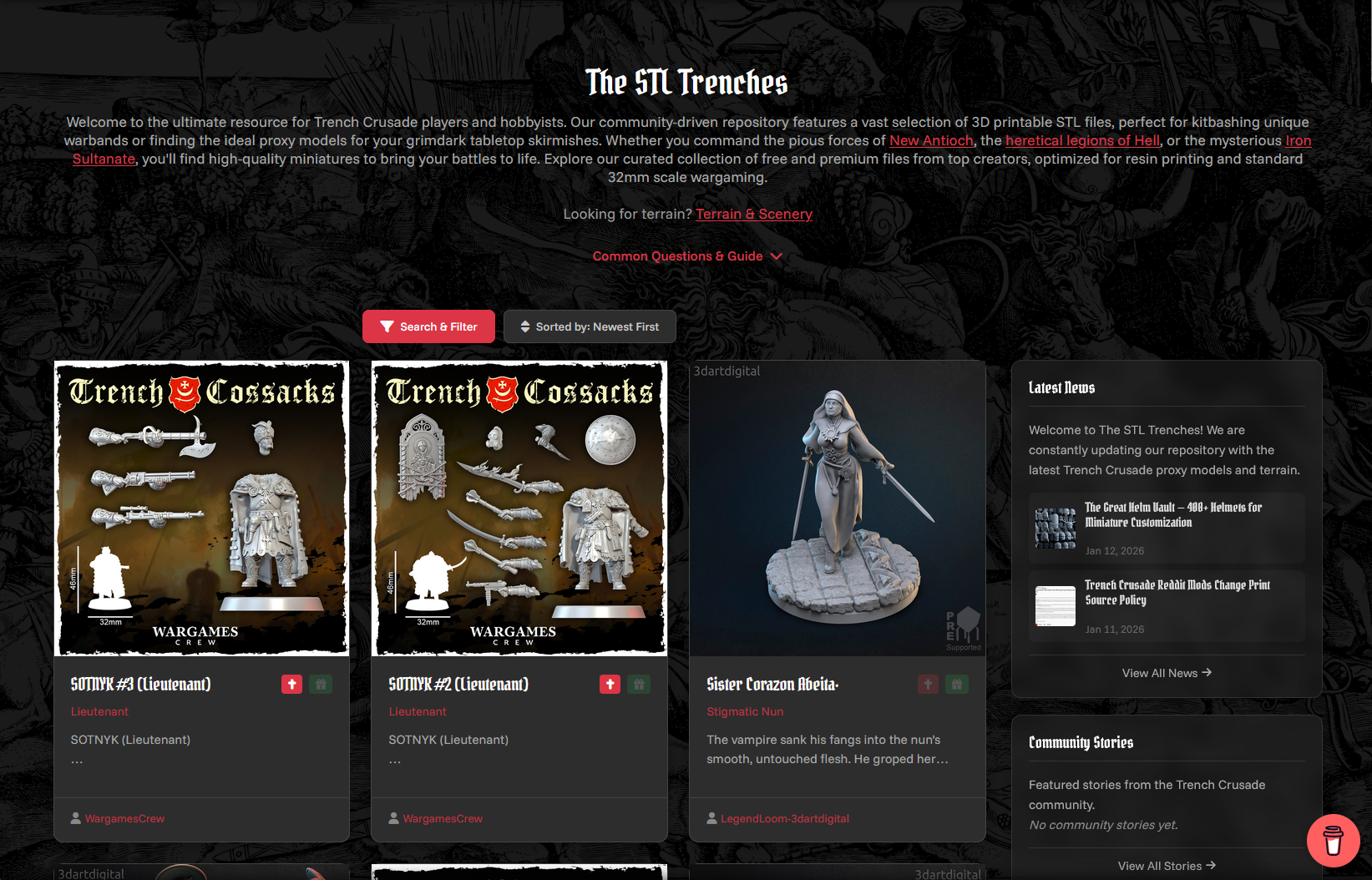 The STL Trenches now contain 1250+ STL models