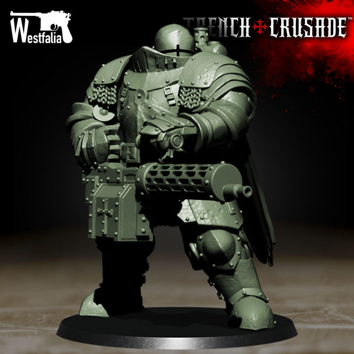 Red Brigade Heavy Mechanized Infantry with MG - Trench Crusade STL file for Mechanised Heavy Infantry