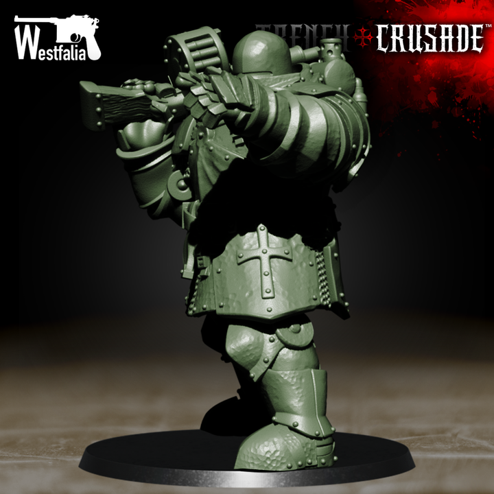 Red Brigade Heavy Mechanized Infantry with Heavy Shotgun - Trench Crusade STL file for Mechanised Heavy Infantry