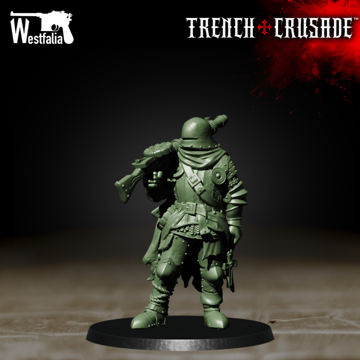 Red Brigade Shock Trooper with Lewisgun by Westfalia Miniatures, is a proxy for Shocktrooper, in The Principality of New Antioch.