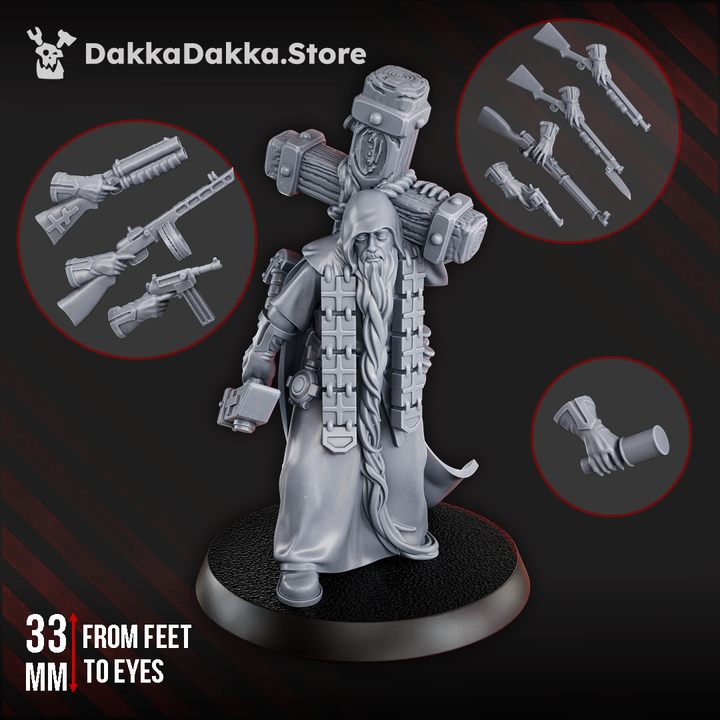 Schemonk Avvakum - Trench Crusade STL file for War Prophet, Trench Cleric