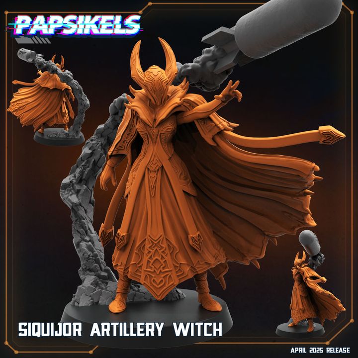 SIQUIJOR ARTILLERY WITCH - Trench Crusade STL file for Artillery Witch