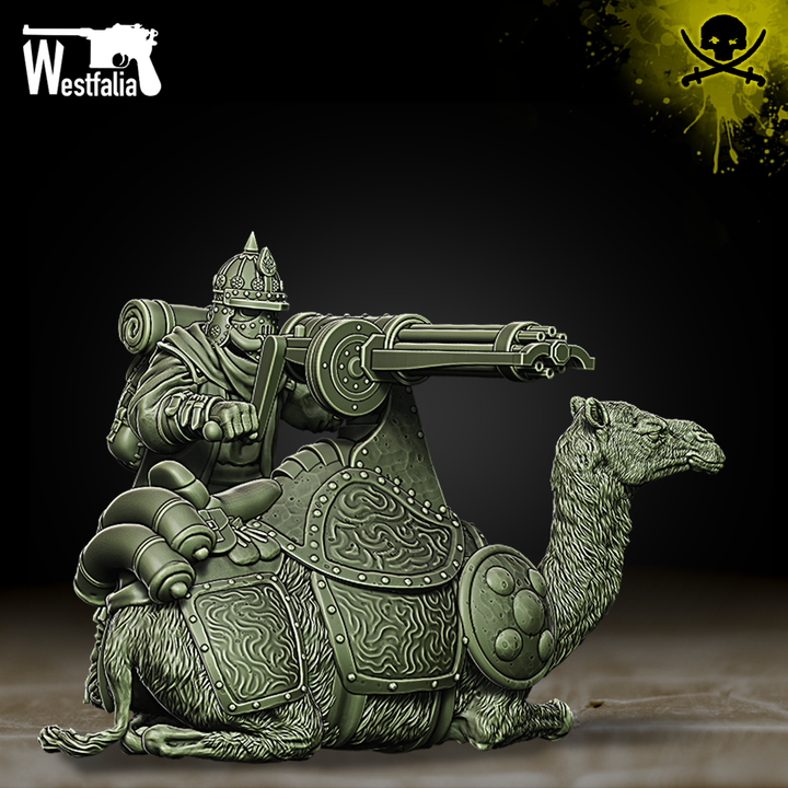 Beduins of Al Badia - Zamburak Camels by Westfalia Miniatures, is a proxy for Jannisary, Jannisary Officer, in Iron Sultanate.