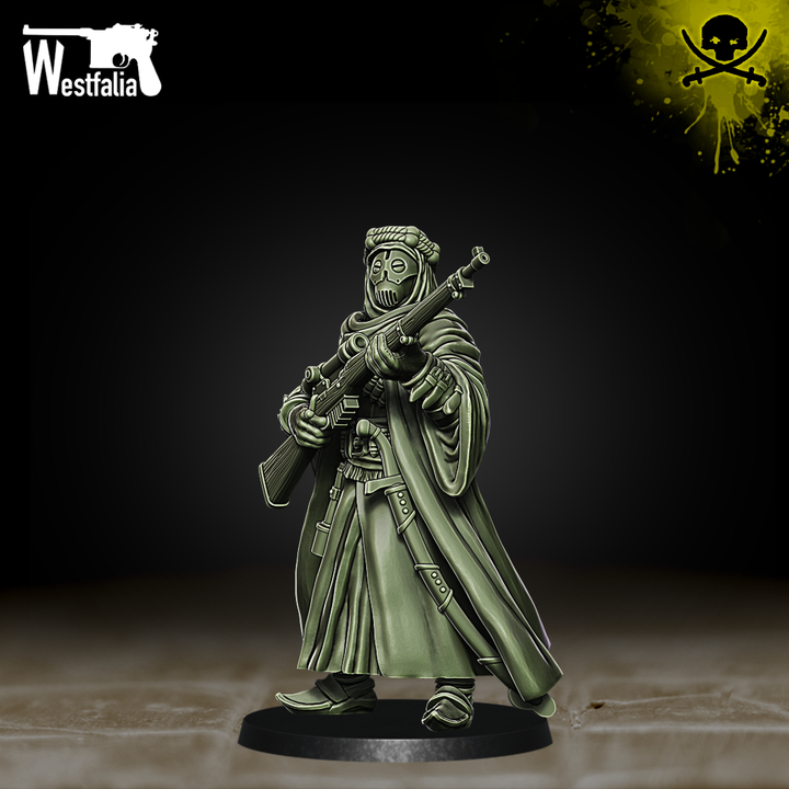 Beduins of Al Badia - Sniper by Westfalia Miniatures, is a proxy for Azeb, Jannisary, Jannisary Officer, in Iron Sultanate.