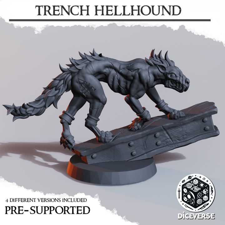 Trench Hellhound by Diceverse, is a proxy for Trench Dog (hell Hound), in Court of the Seven Headed Serpent, Cult of the Black Grail.